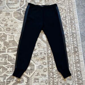 Vince Women’s Black Jogger Pants with Leather Detail